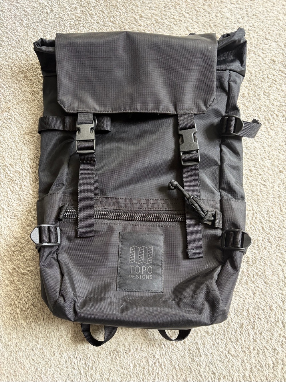 NWOT Topo Designs Rover Tech Pack, Black Backpack, Pockets, Water, Adjustable